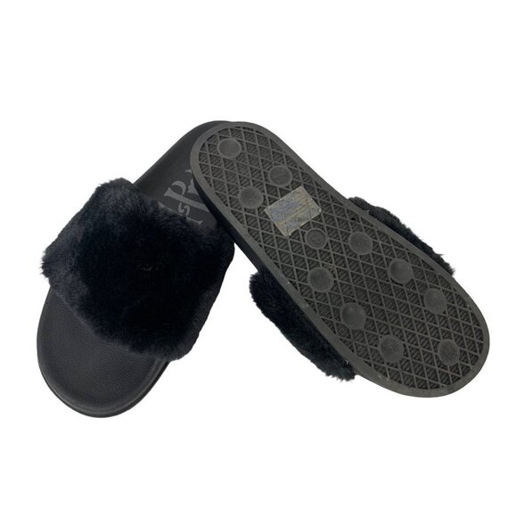 MadPole Women's Black Fuzzy Slides - Picture 5 of 5